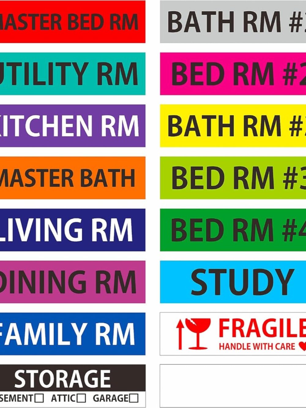 640 Pcs Removable Home Moving Labels 15 Pre-Printed Color-Coded Plus 1 Customiza
